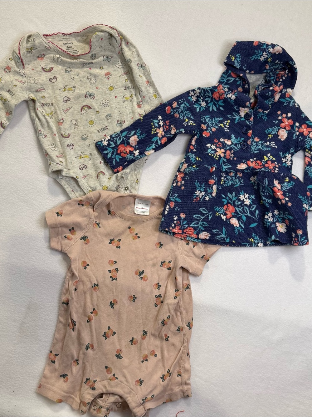 Carter's Peach, Cream & Navy Floral Baby One-Piece Set